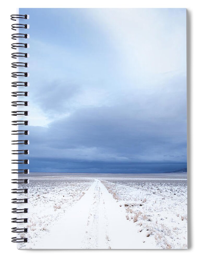 Snow Spiral Notebook featuring the photograph Snow-covered Desert Track by Adrian Studer