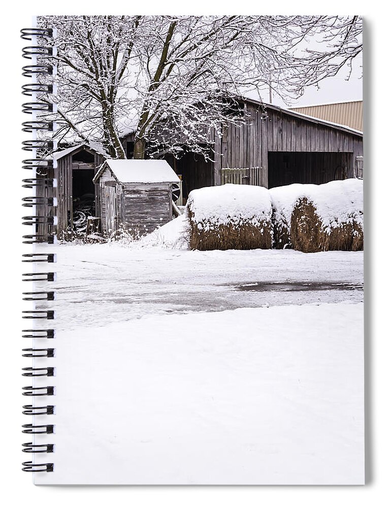Farm Spiral Notebook featuring the photograph Snow Covered Farm by Holden The Moment