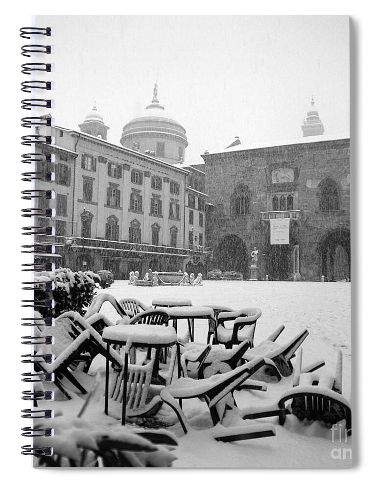Bergamo Spiral Notebook featuring the photograph Snow in Citta Alta by Riccardo Mottola