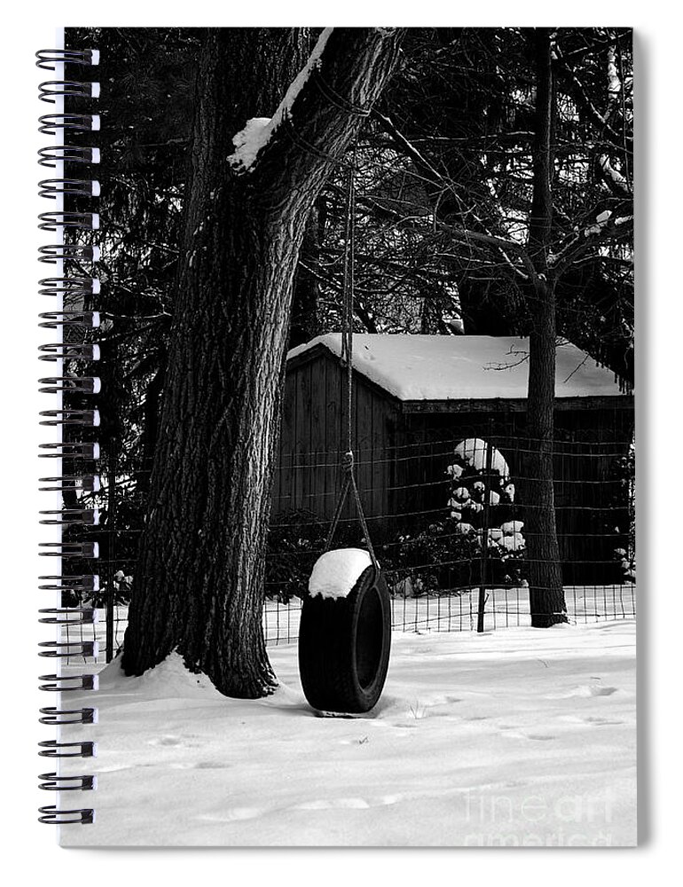 Winter Landscape Spiral Notebook featuring the photograph Snow on Tire Swing by Frank J Casella