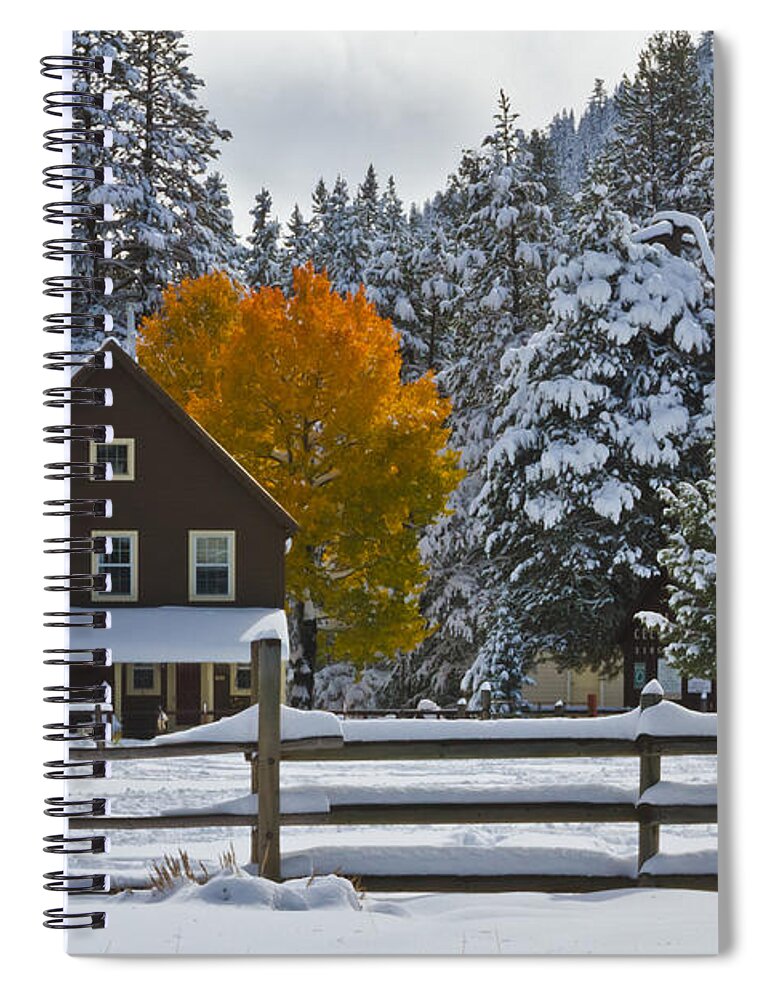 Snowed In At The Ranch Spiral Notebook featuring the photograph Snowed In At The Ranch by Mitch Shindelbower