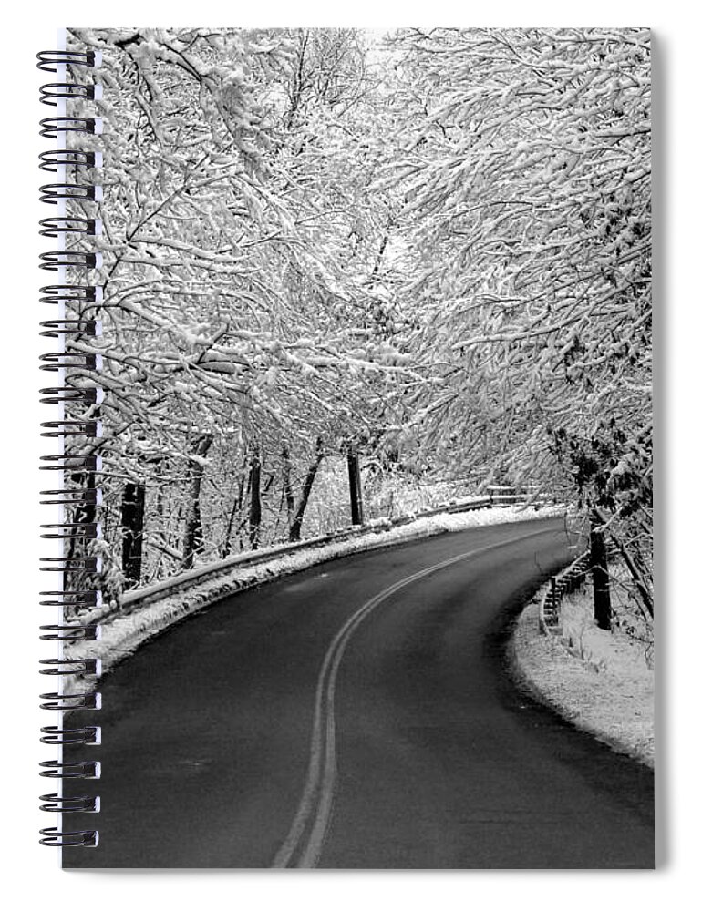 Street Spiral Notebook featuring the photograph Snowy Ride by Jayne Carney