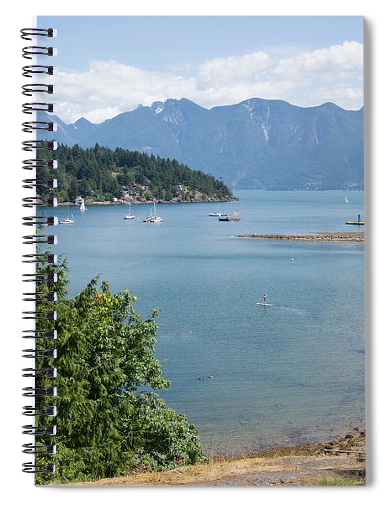 Bowen Island Spiral Notebook featuring the digital art Snug Cove by Carol Ailles