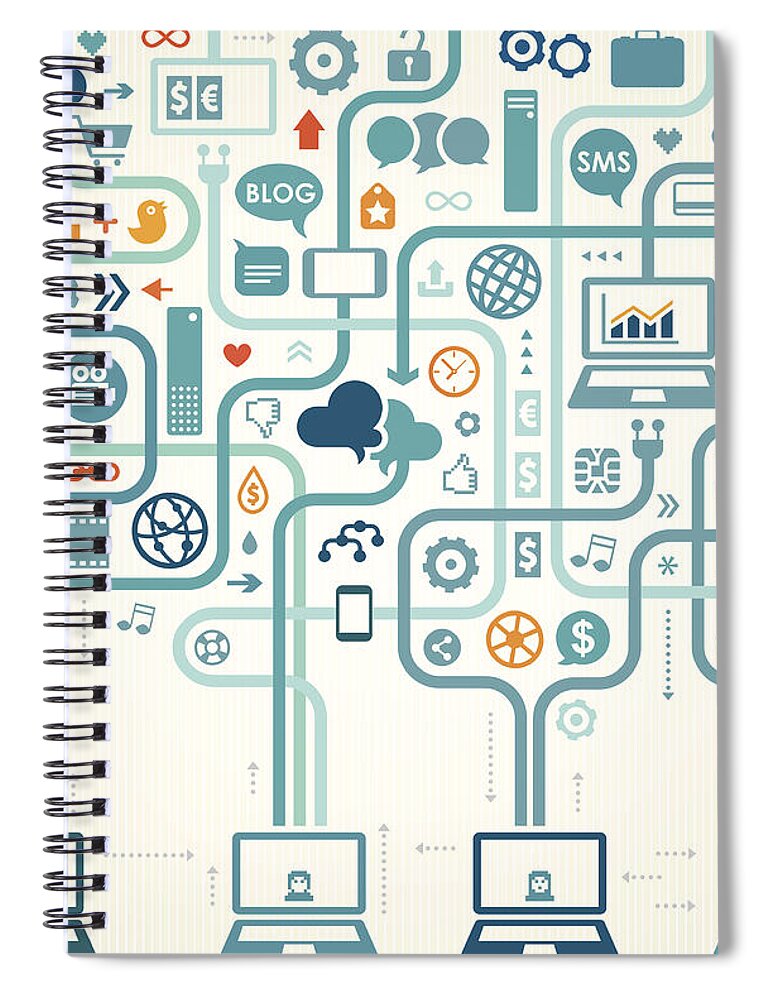 Internet Spiral Notebook featuring the digital art Social Media Gathering by Drafter123