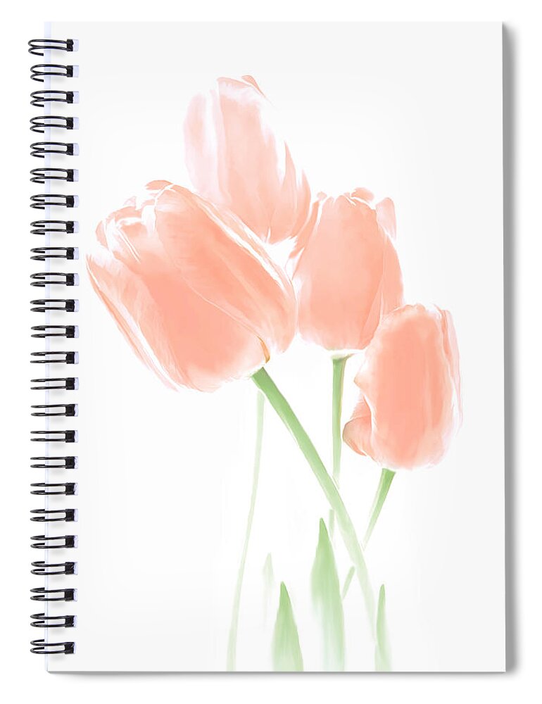 Tulip Spiral Notebook featuring the photograph Softness of Peach Tulip Flowers by Jennie Marie Schell