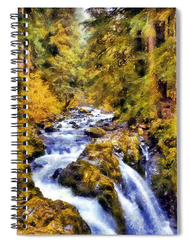 Sol Duc Falls Spiral Notebook featuring the digital art Sol Duc Falls by Kaylee Mason