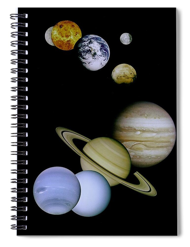Mariner Spiral Notebook featuring the photograph Solar System Montage by Movie Poster Prints
