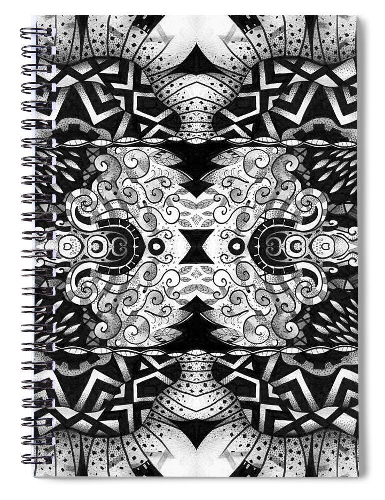 Abstract Spiral Notebook featuring the digital art Some Reflections - A Lines and Dots and Gradual Shadings Compilation by Helena Tiainen