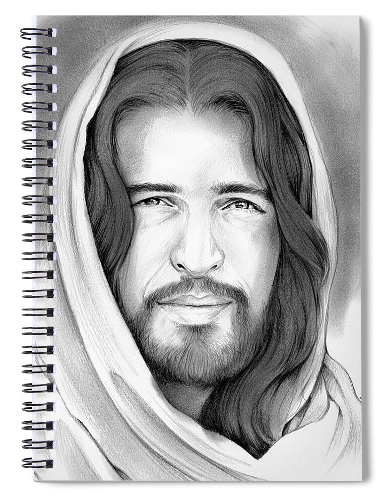 Jesus Spiral Notebook featuring the drawing Son of Man by Greg Joens
