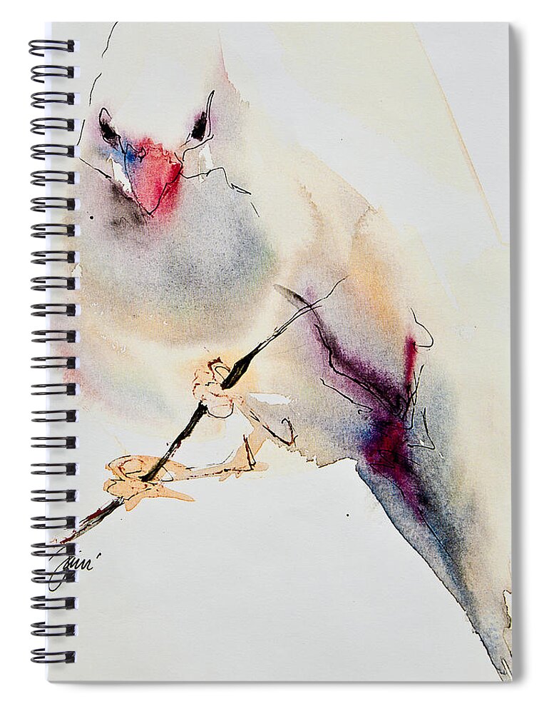 Bird Spiral Notebook featuring the painting Song Bird by Jani Freimann