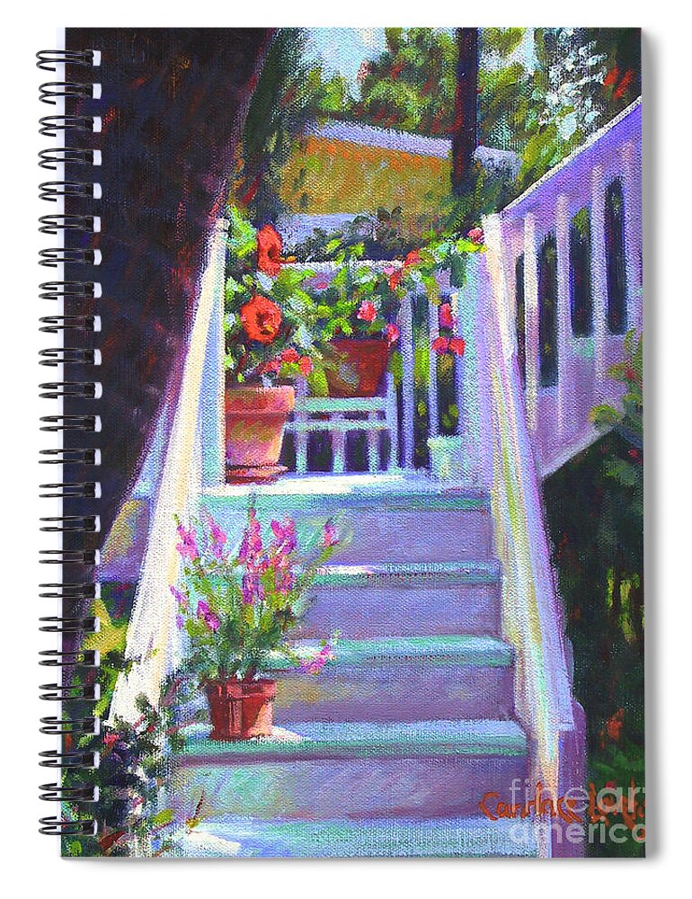 Steps Spiral Notebook featuring the painting Soozi's Steps by Candace Lovely