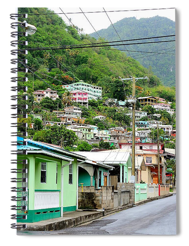 Soufriere Spiral Notebook featuring the photograph Soufriere Saint Lucia - Street Scene by Brendan Reals