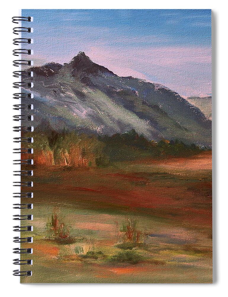 Fall Foggy Morning Spiral Notebook featuring the painting South Mountain by Julie Lueders 