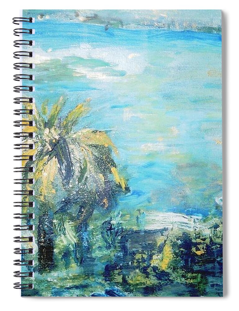 Seascape Spiral Notebook featuring the painting South of France  Juan les Pins by Fereshteh Stoecklein