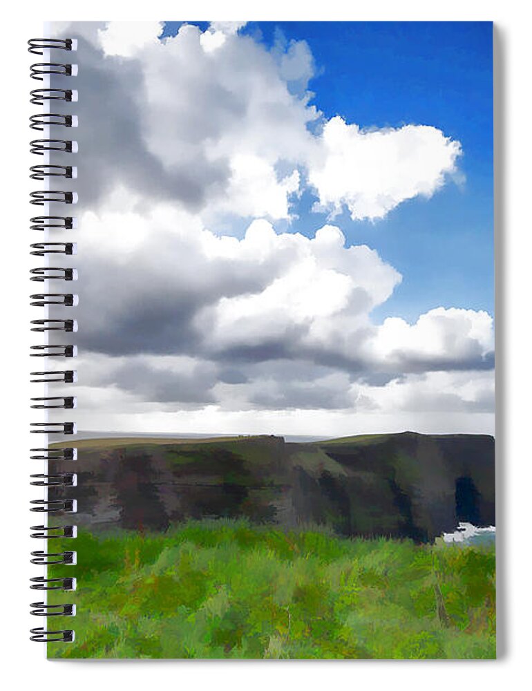Doolin Spiral Notebook featuring the photograph South over the Cliffs of Moher by Allan Van Gasbeck