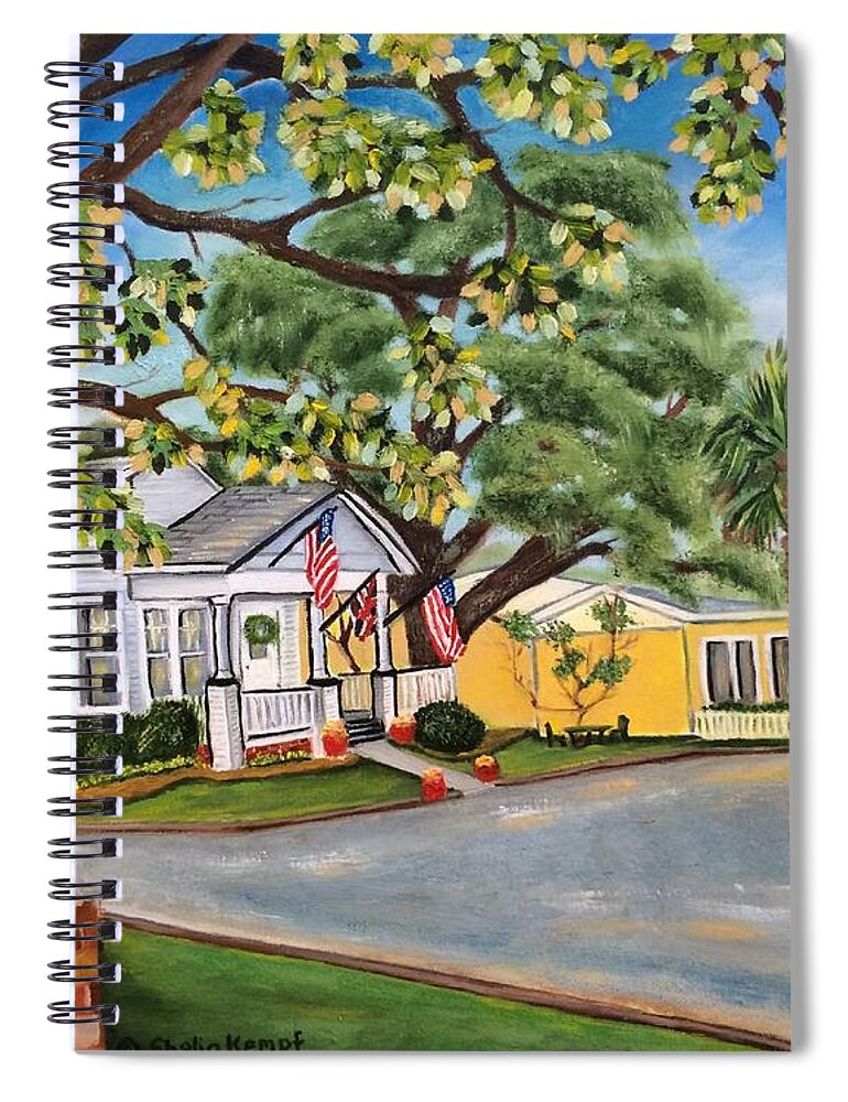 Art Spiral Notebook featuring the painting Southport Tea House by Shelia Kempf