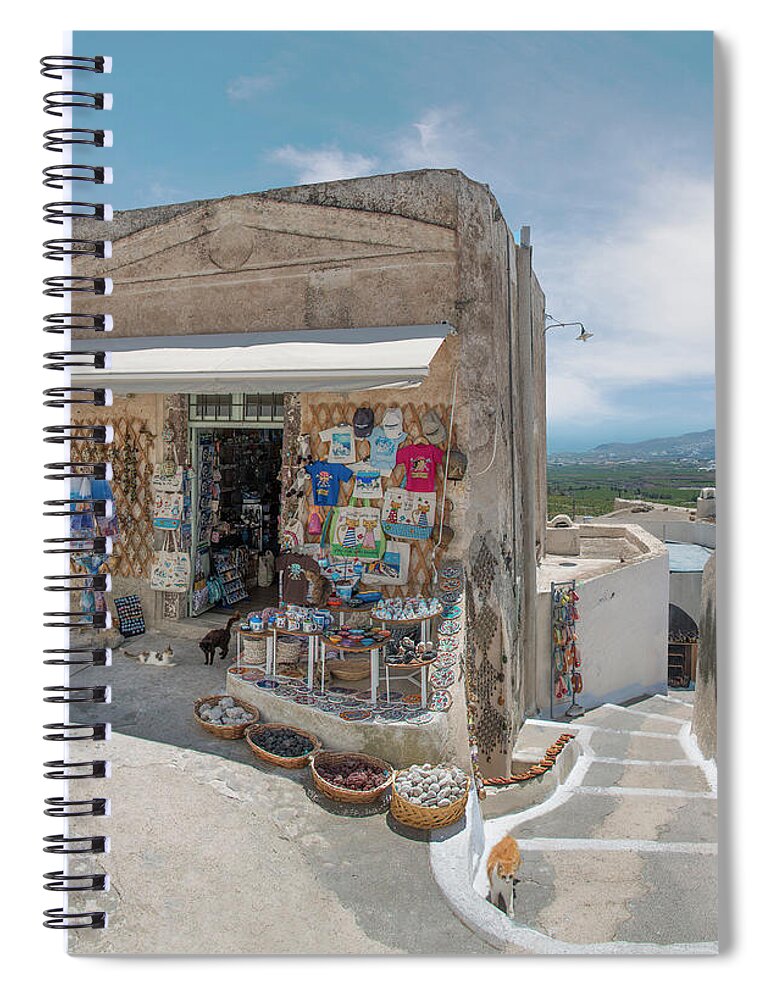 Steps Spiral Notebook featuring the photograph Souvenir Shop In Pyrgos, Santorini by Ed Freeman