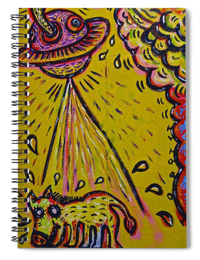Spaceship Dog Graffiti Spiral Notebook featuring the painting Spaceship Dog Graffiti by Joan Reese