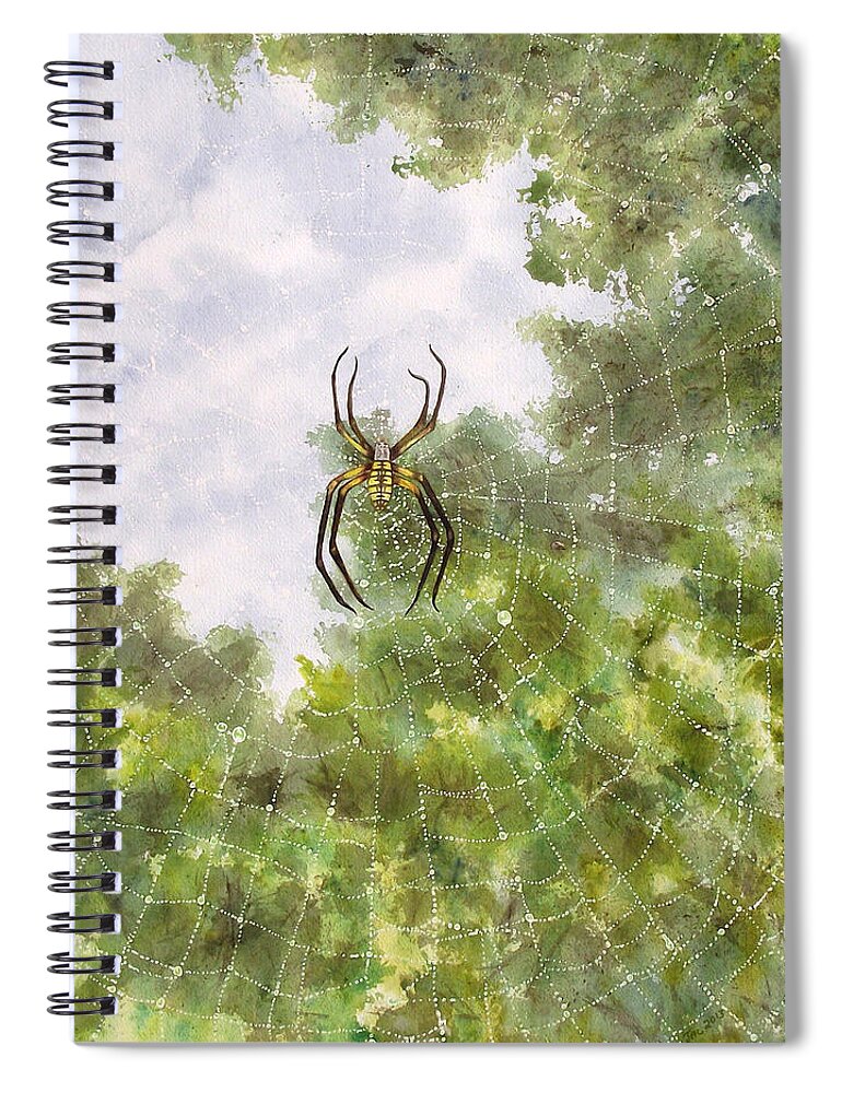 Garden Spider Spiral Notebook featuring the painting Spider in Web #2 by Jennifer Creech