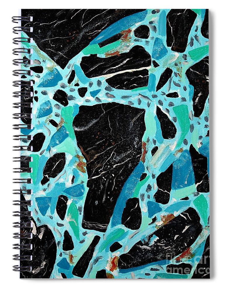 Barbara Griffin Spiral Notebook featuring the painting Spiderweb Turquoise Stone Painting 2 by Barbara A Griffin