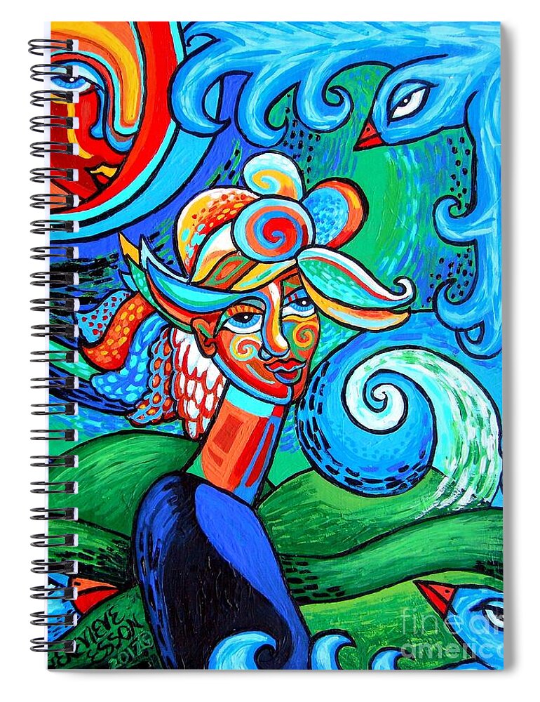 Woman Spiral Notebook featuring the painting Spiral Bird Lady by Genevieve Esson