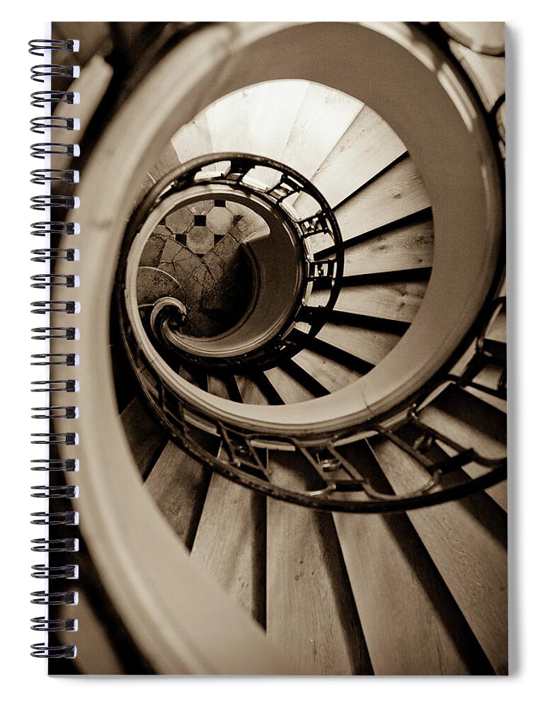 B&w Spiral Notebook featuring the photograph Spiral Staircase by Sebastian Musial