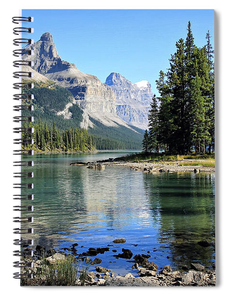 Island Spiral Notebook featuring the photograph Spirit Island Maligne Lake by Teresa Zieba