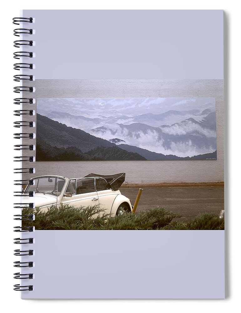 Mural Spiral Notebook featuring the painting Spirit of the Air shown with car by Blue Sky