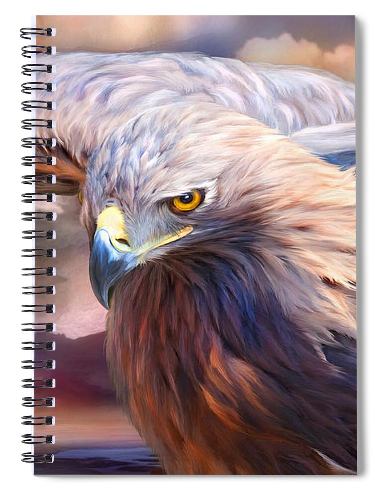 Eagle Spiral Notebook featuring the mixed media Spirit Of The Golden Eagle by Carol Cavalaris