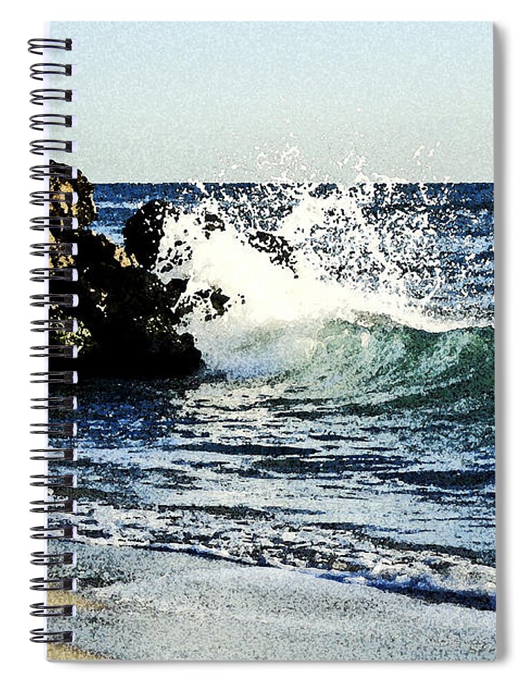 Ocean Spiral Notebook featuring the photograph Splashing Wave by Janis Lee Colon