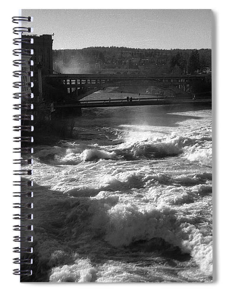 Spokane Falls Spiral Notebook featuring the photograph Spokane Falls Spring Flow by Paul DeRocker