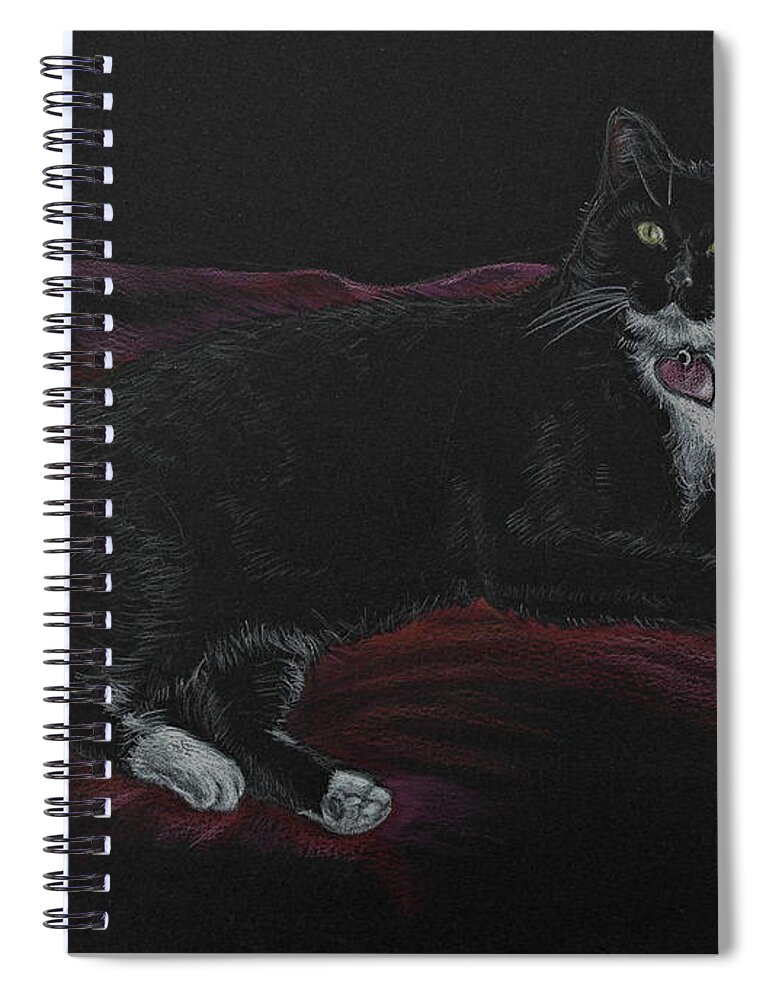 Cat Portrait Spiral Notebook featuring the drawing Spooky the Cat by Michele Myers