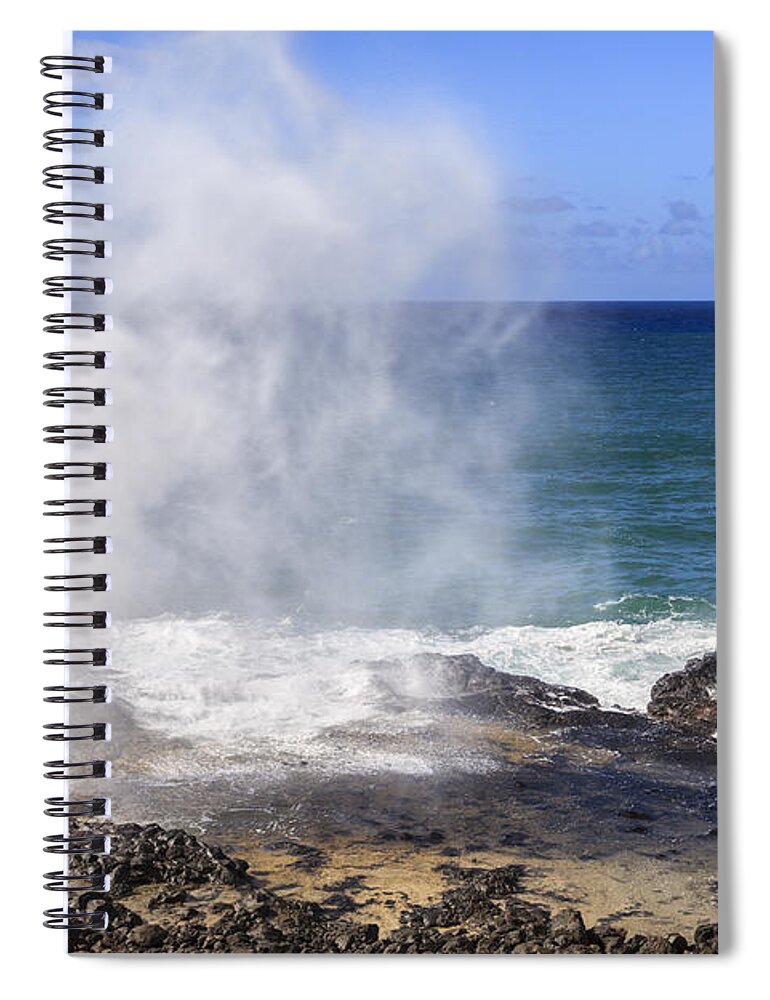 Hawaii Spiral Notebook featuring the photograph Spouting Horn blow hole Kauai Hawaii by Ken Brown