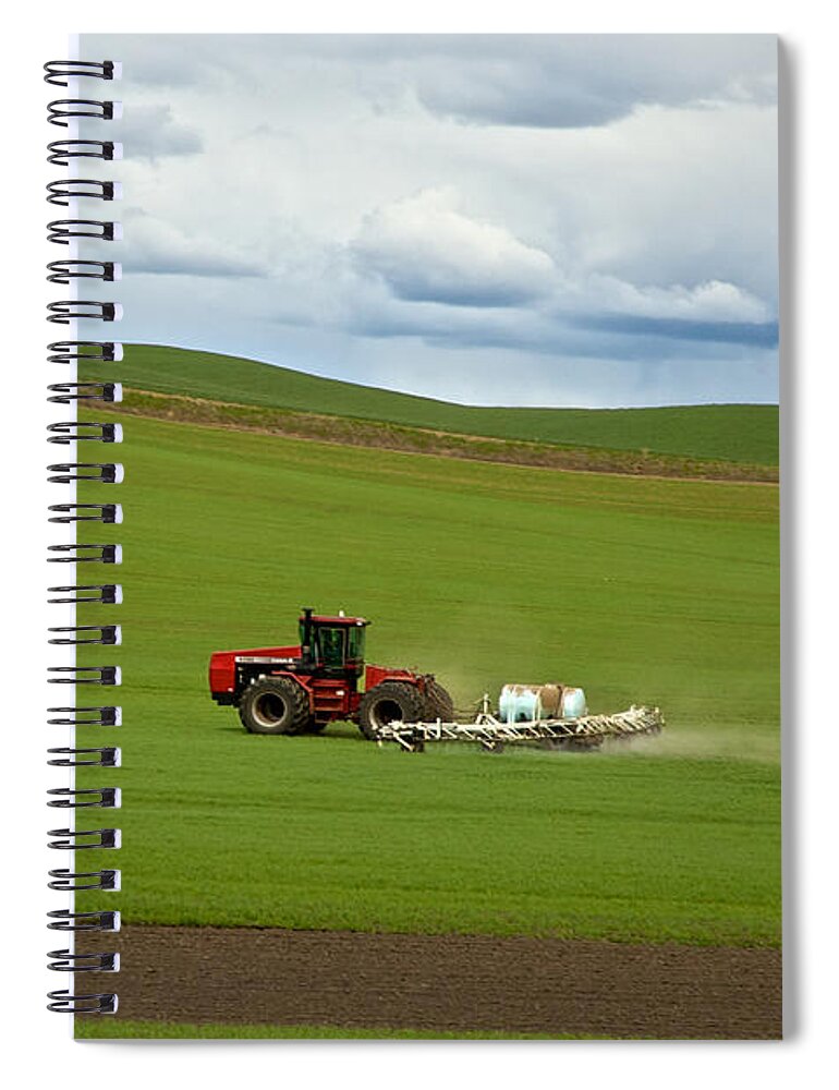 Agriculture Spiral Notebook featuring the photograph Spraying the Fields by Mary Lee Dereske