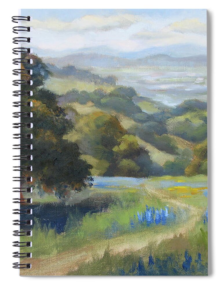 Lupines Spiral Notebook featuring the painting Spring at Toro Park by Karin Leonard