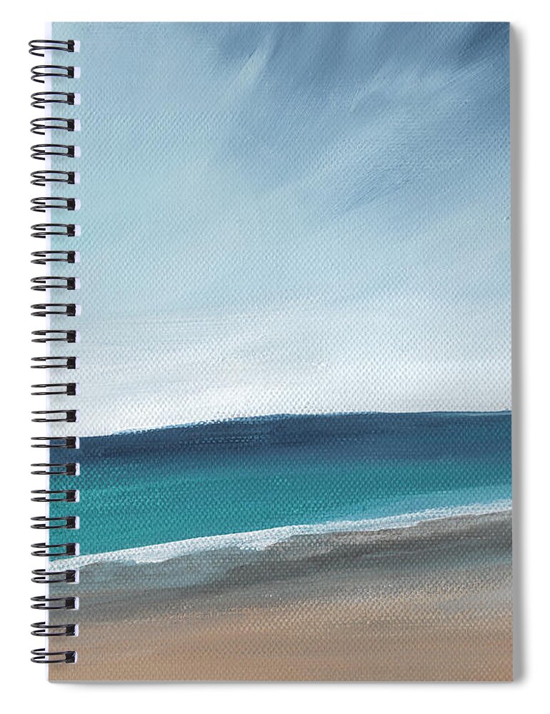 Beach Spiral Notebook featuring the painting Spring Beach- contemporary abstract landscape by Linda Woods