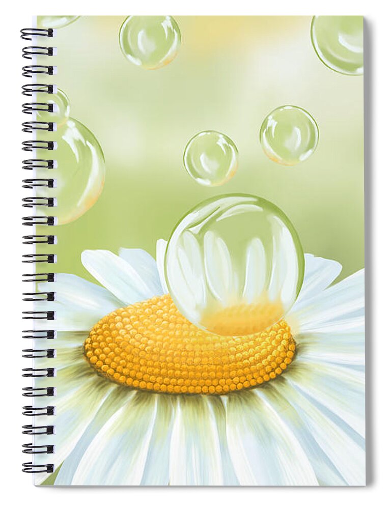 Daisy Spiral Notebook featuring the painting Spring bubble by Veronica Minozzi