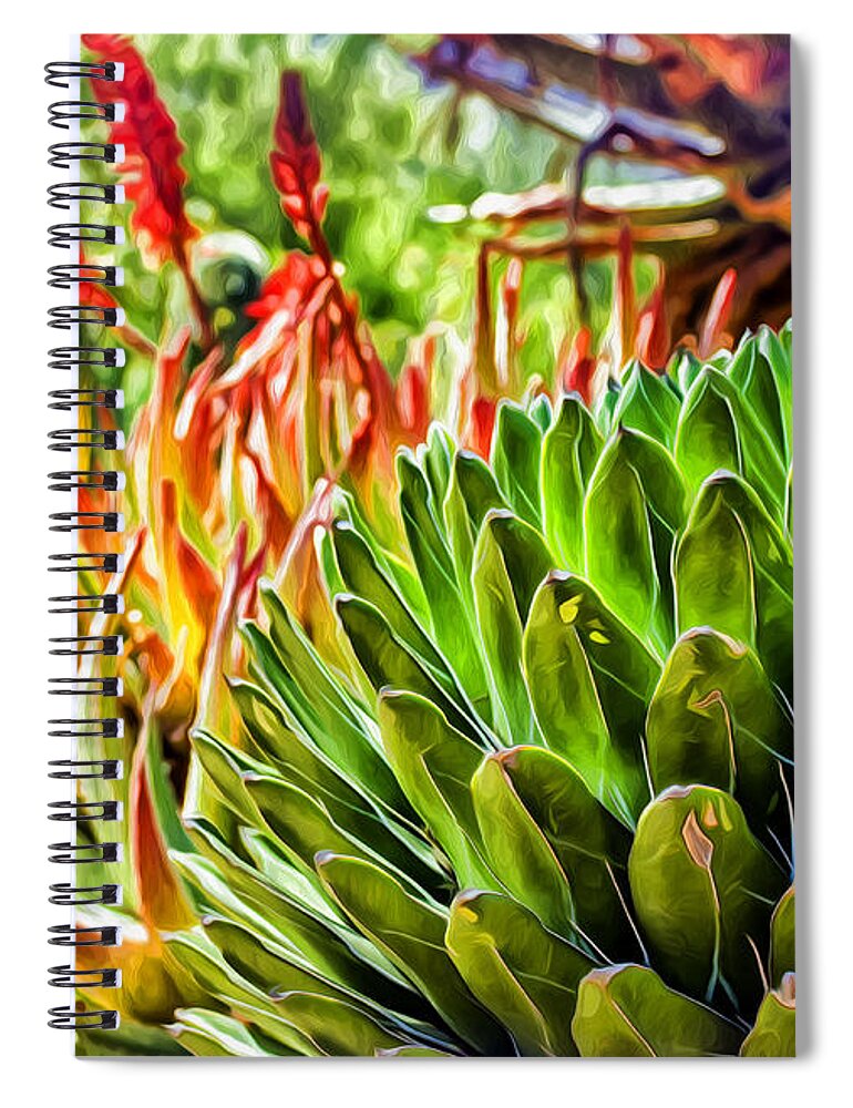 Succulent Spiral Notebook featuring the digital art Spring Desert in Bloom by Georgianne Giese
