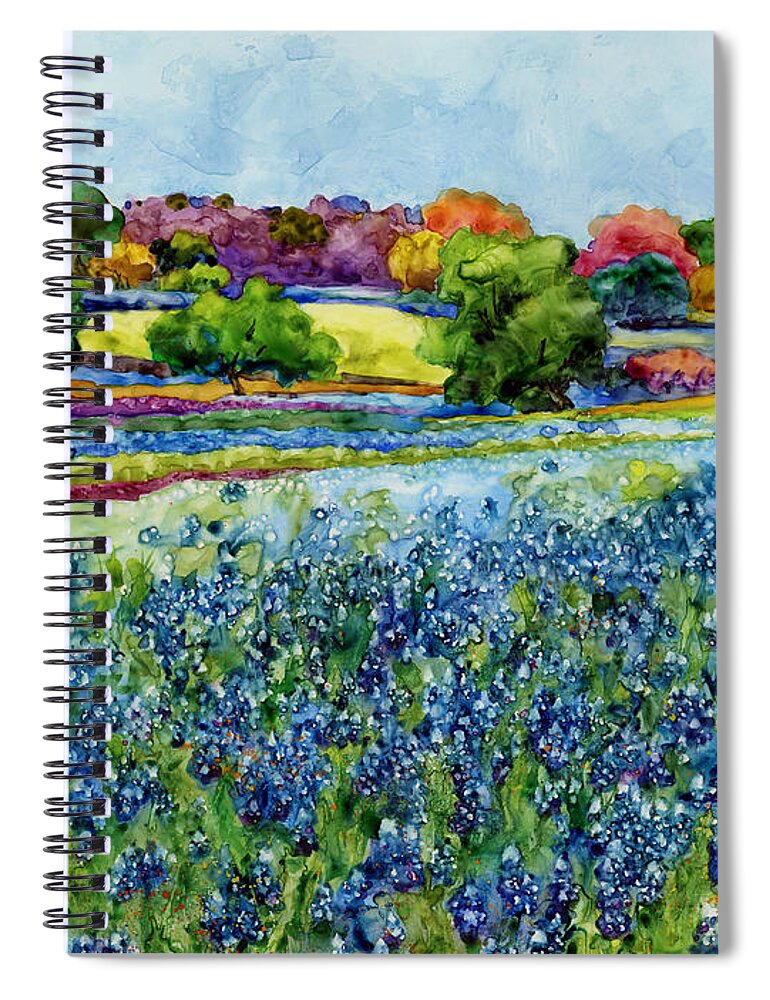 Bluebonnet Spiral Notebook featuring the painting Spring Impressions by Hailey E Herrera