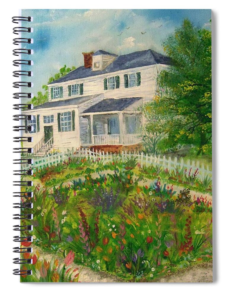 Colonial Williamsburg Spiral Notebook featuring the painting Spring in Colonial Williamsburg- Cole House by Nicole Angell