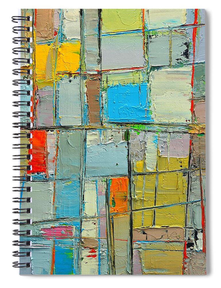 Abstract Spiral Notebook featuring the painting SPRING MOOD - ABSTRACT COMPOSITION - abwgc2 by Ana Maria Edulescu