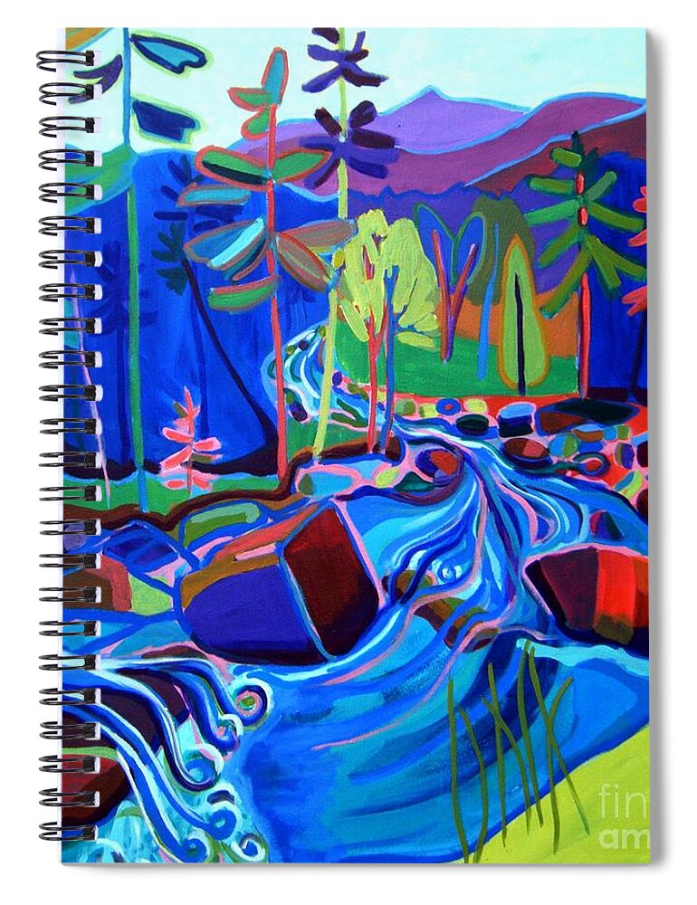 Landscape Spiral Notebook featuring the painting Spring Thaw Wildcat River Jackson NH by Debra Bretton Robinson