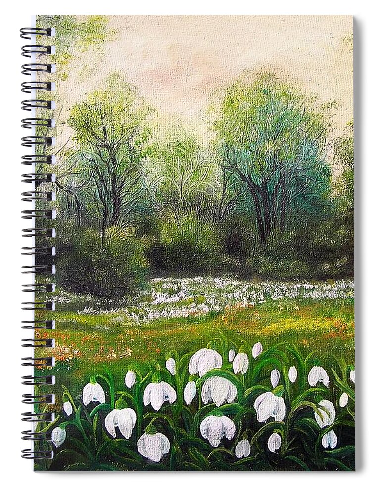 Spring Spiral Notebook featuring the painting Spring by Vesna Martinjak