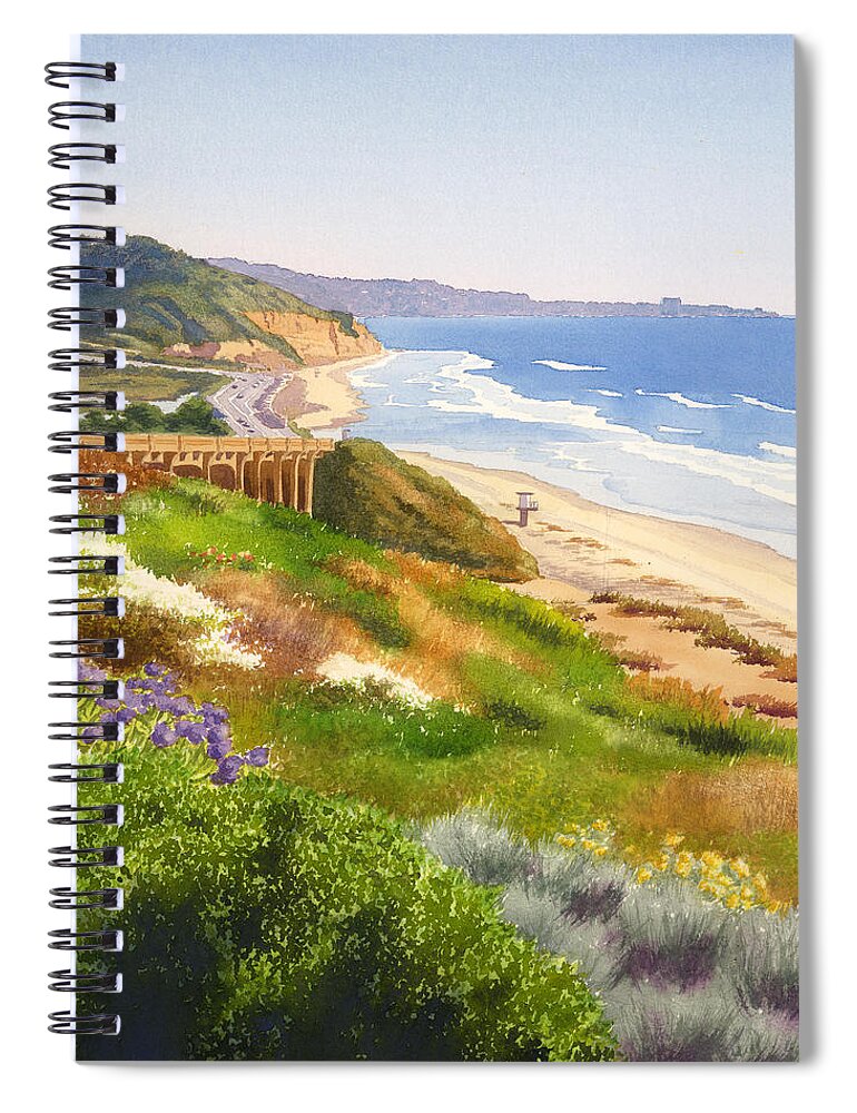 California Spiral Notebook featuring the painting Spring View of Torrey Pines by Mary Helmreich