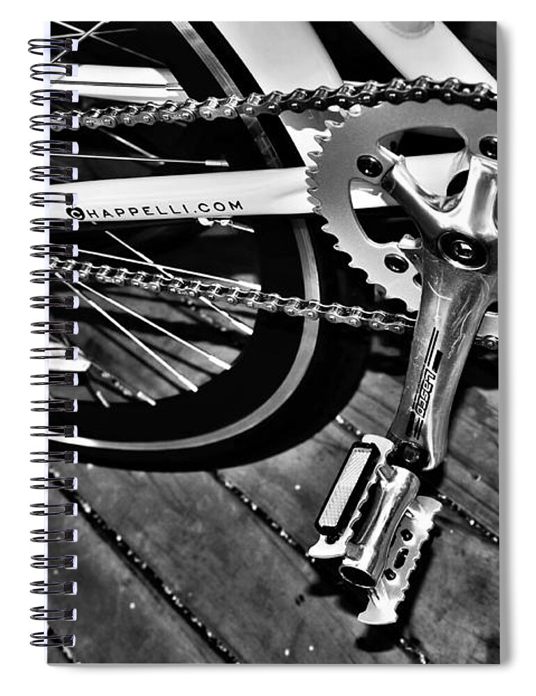 Photography Spiral Notebook featuring the photograph Sprocket and Chain - Black and White by Kaye Menner