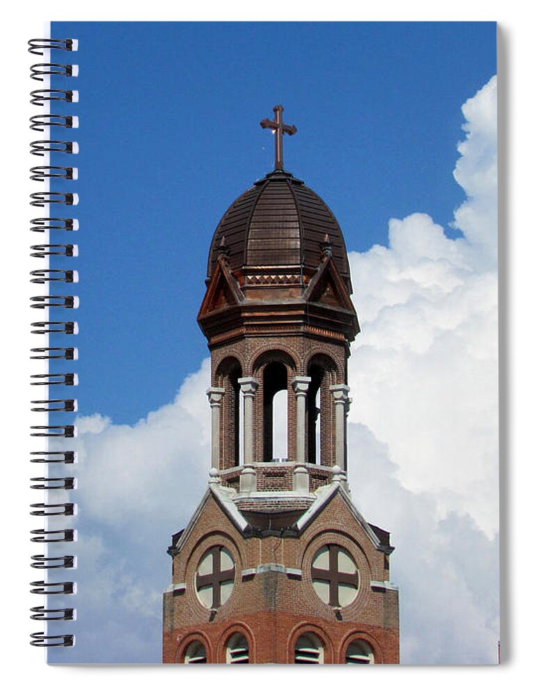 Cathedral Spiral Notebook featuring the photograph St Francis Xavier Cathedral Spires by David T Wilkinson