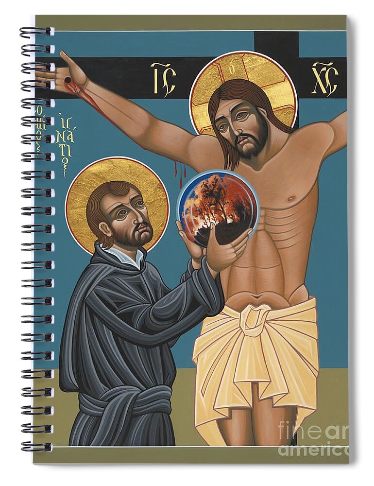 St. Ignatius And The Passion Of The World In The 21st Century Spiral Notebook featuring the painting St. Ignatius and the Passion of the World in the 21st Century 194 by William Hart McNichols