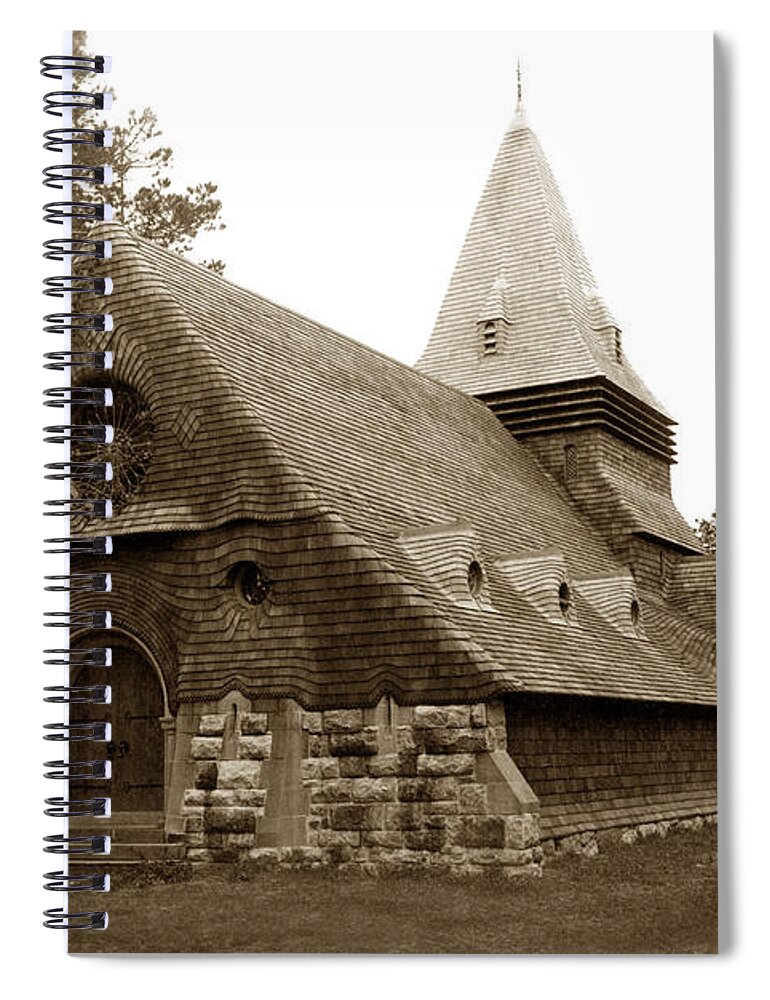 St. John's Spiral Notebook featuring the photograph St. Johns Chapel Del Monte Monterey California 1895 by Monterey County Historical Society