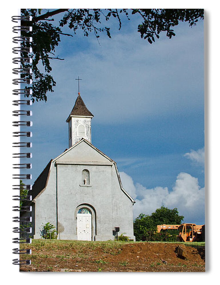  Spiral Notebook featuring the photograph St Joseph Catholic Church Kaupo Maui Hawaii by Sharon Mau