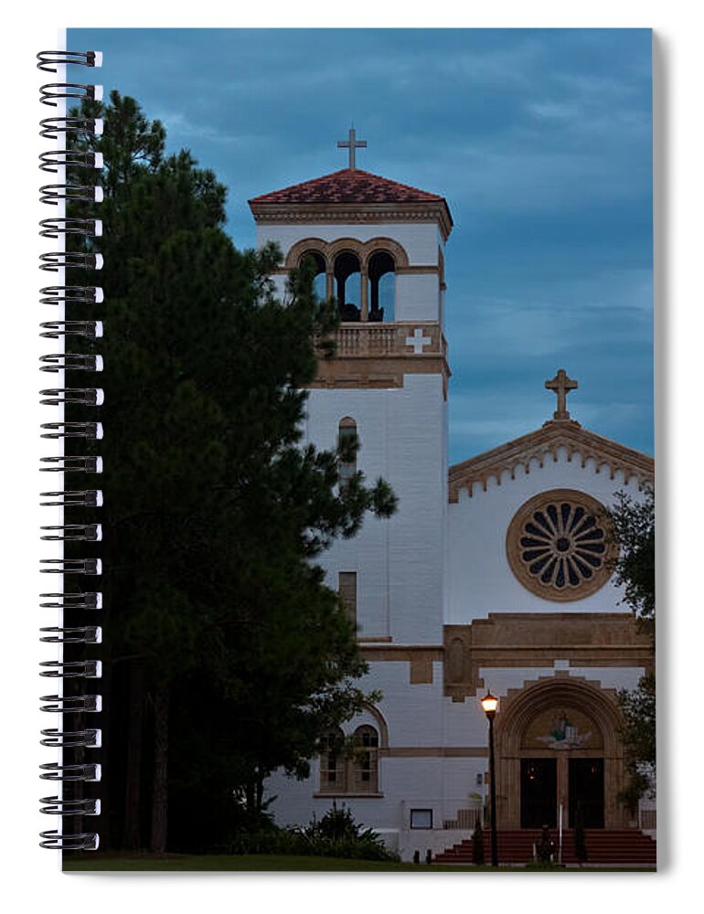 Abbey Spiral Notebook featuring the photograph St Leo Abbey at Dusk by Ed Gleichman